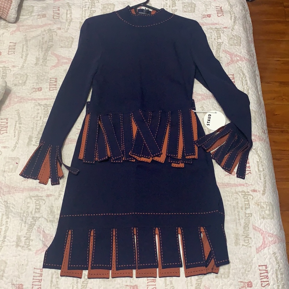 STAUD MIKA FRINGE TOP/SKIRT SET
